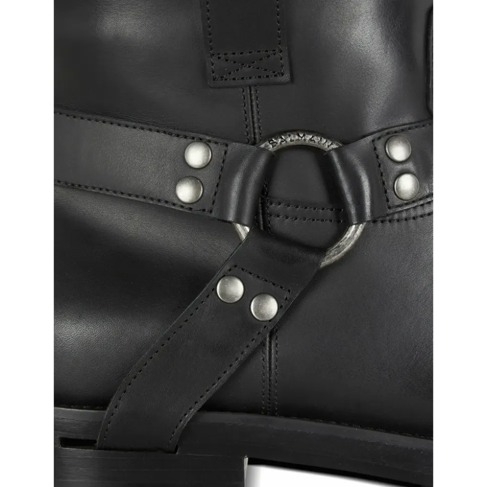 Calfskin leather biker ankle boots