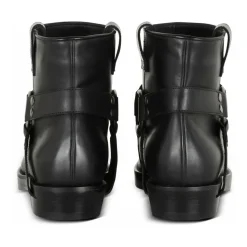 Calfskin leather biker ankle boots