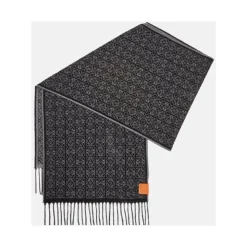 Cashmere Anagram Scarf with Fringes