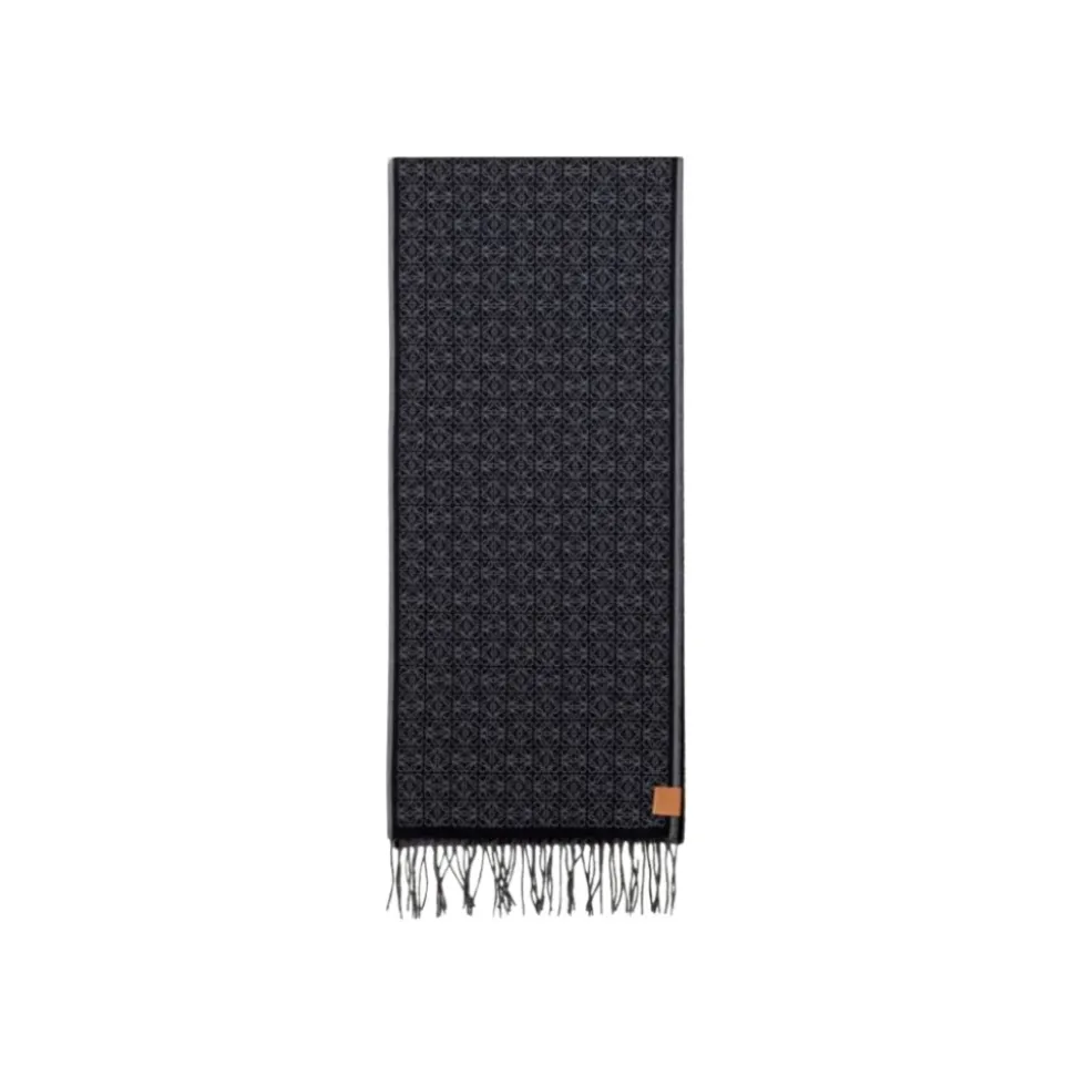Cashmere Anagram Scarf with Fringes