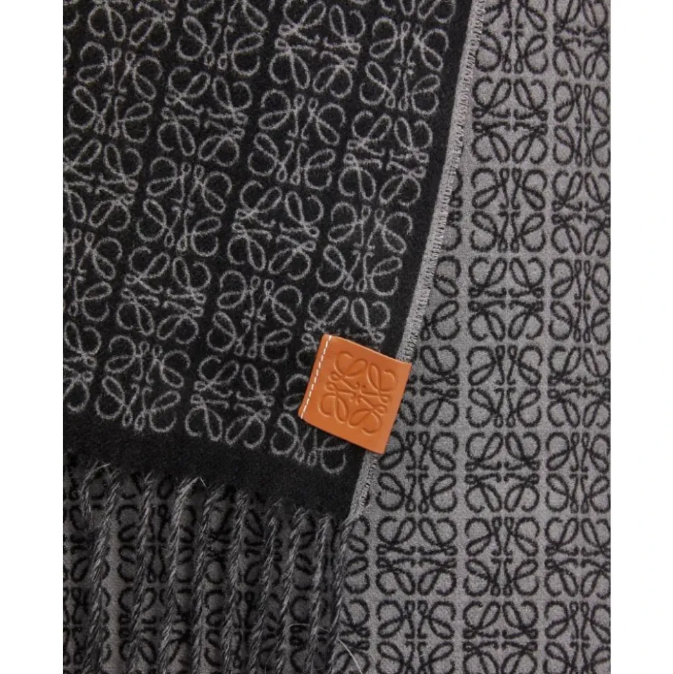 Cashmere Anagram Scarf with Fringes