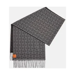 Cashmere Anagram Scarf with Fringes