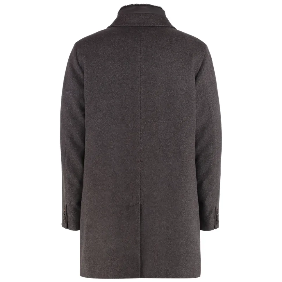Cashmere Coat with Removable Fur Collar