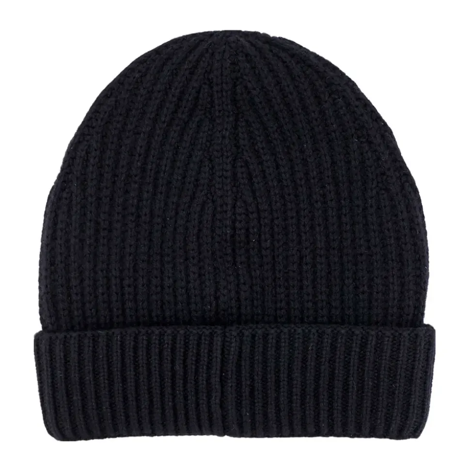 Cashmere Ribbed Hat with Embroidery