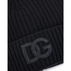 Cashmere Ribbed Hat with Embroidery