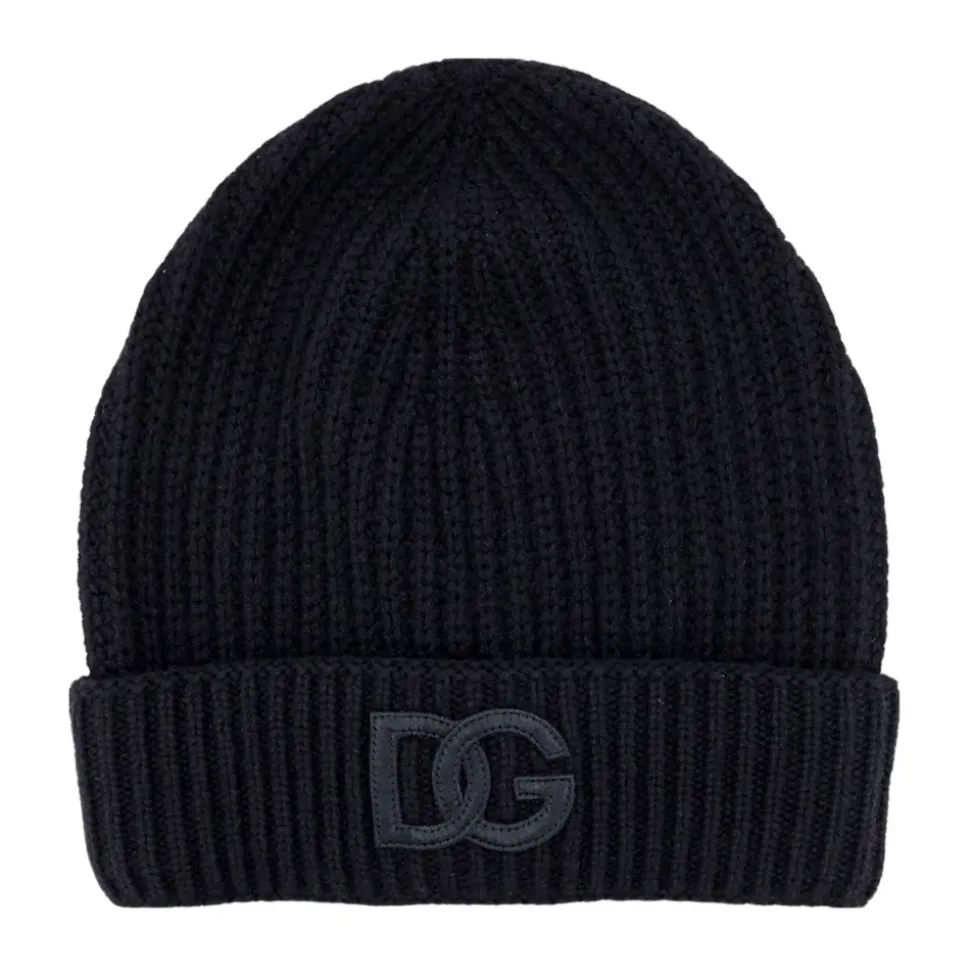 Cashmere Ribbed Hat with Embroidery