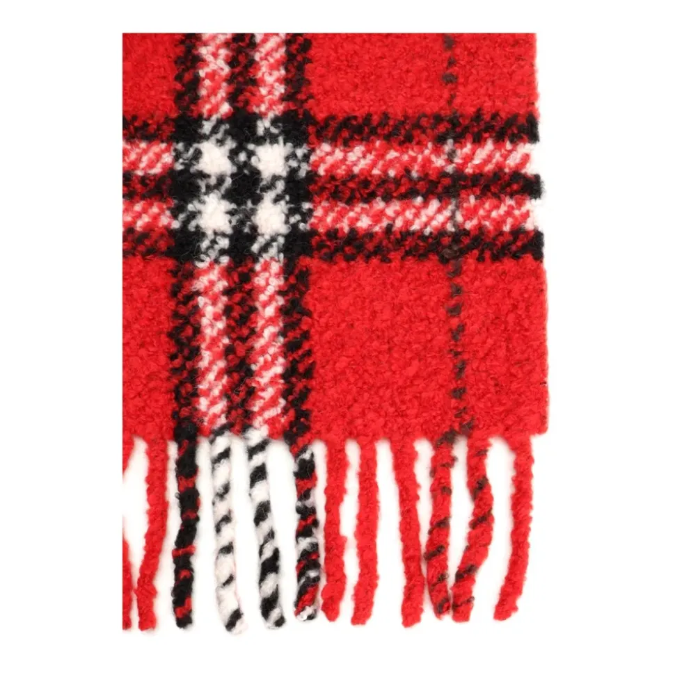 Check Alpaca Wool Blend Bouclé Scarf