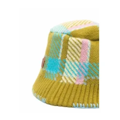 Checked Knitted Bucket Hat