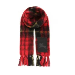 Check Mohair Wool Scarf
