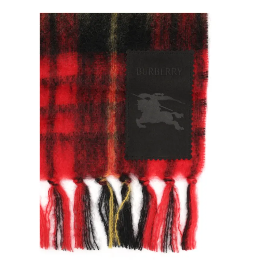 Check Mohair Wool Scarf
