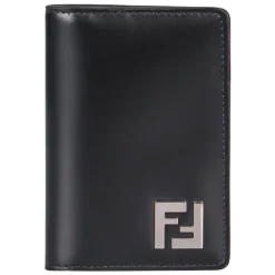 Check motif leather card holder