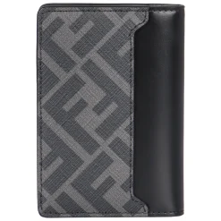 Check motif leather card holder
