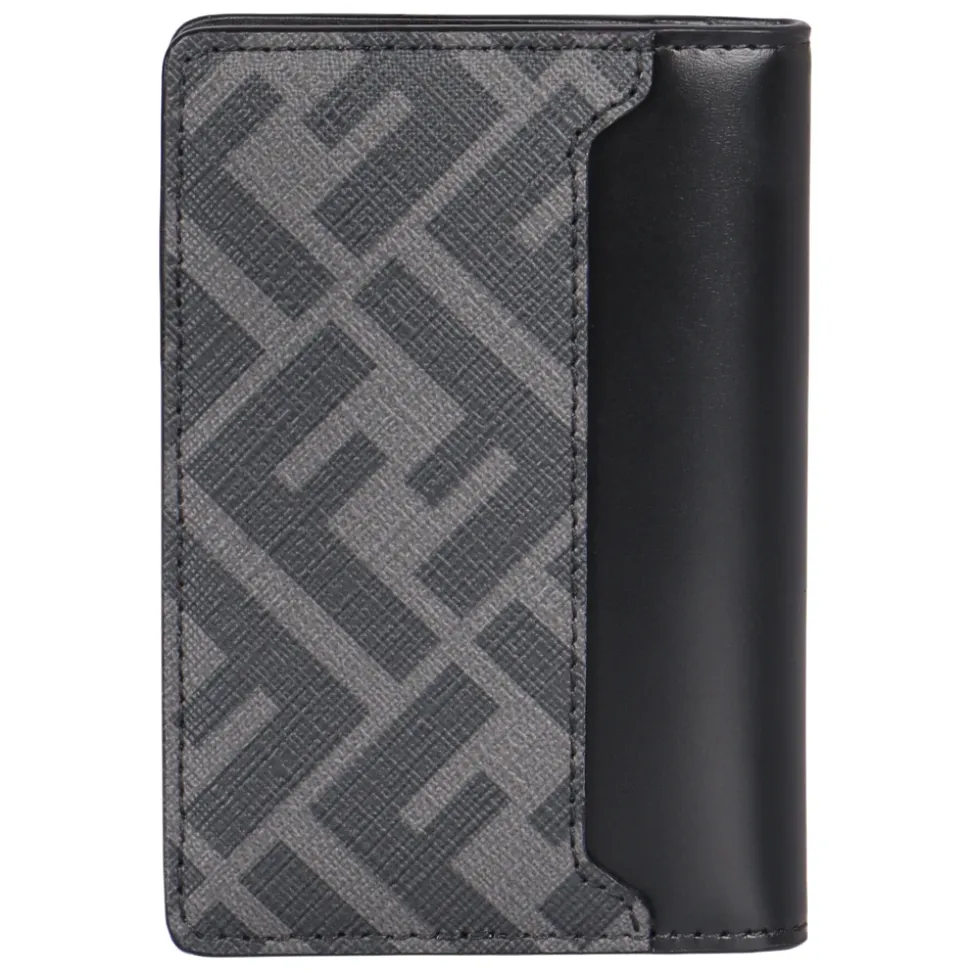 Check motif leather card holder