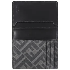 Check motif leather card holder