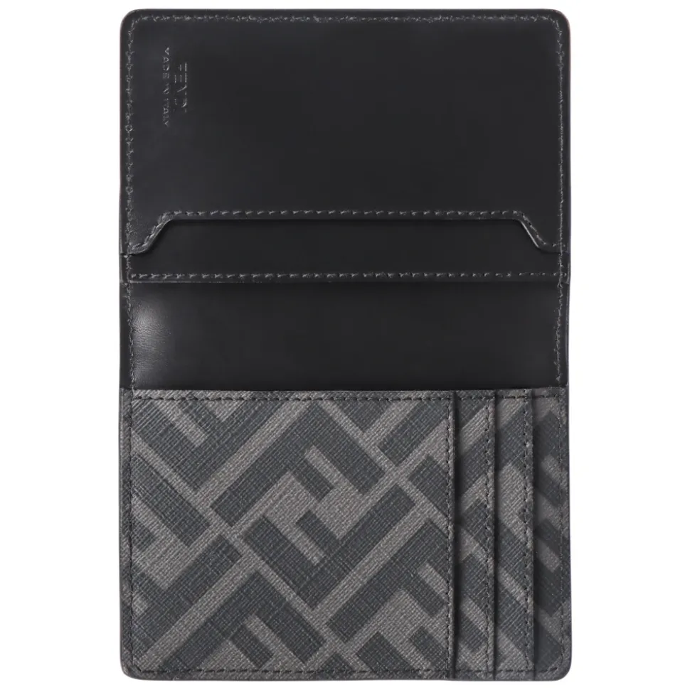 Check motif leather card holder