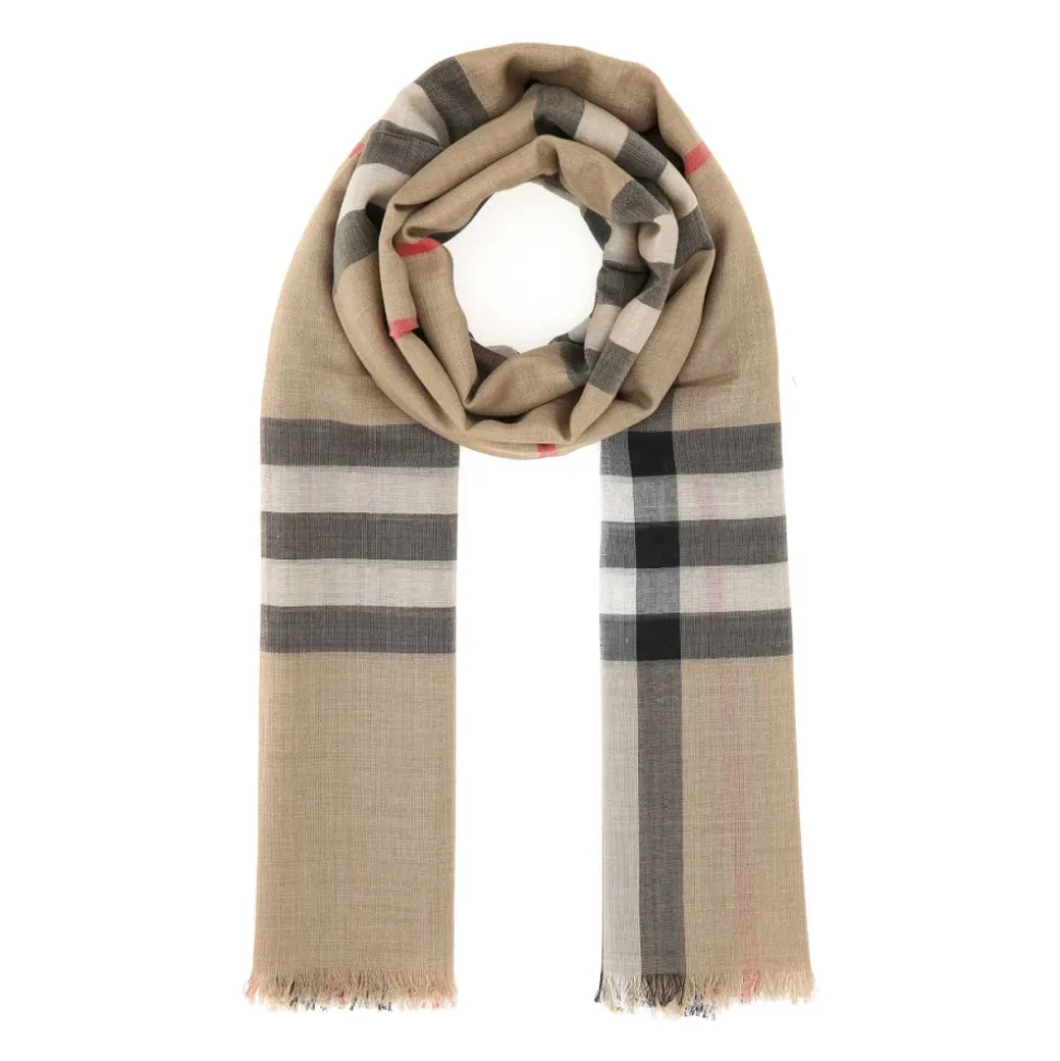 Check Wool and Silk Scarf