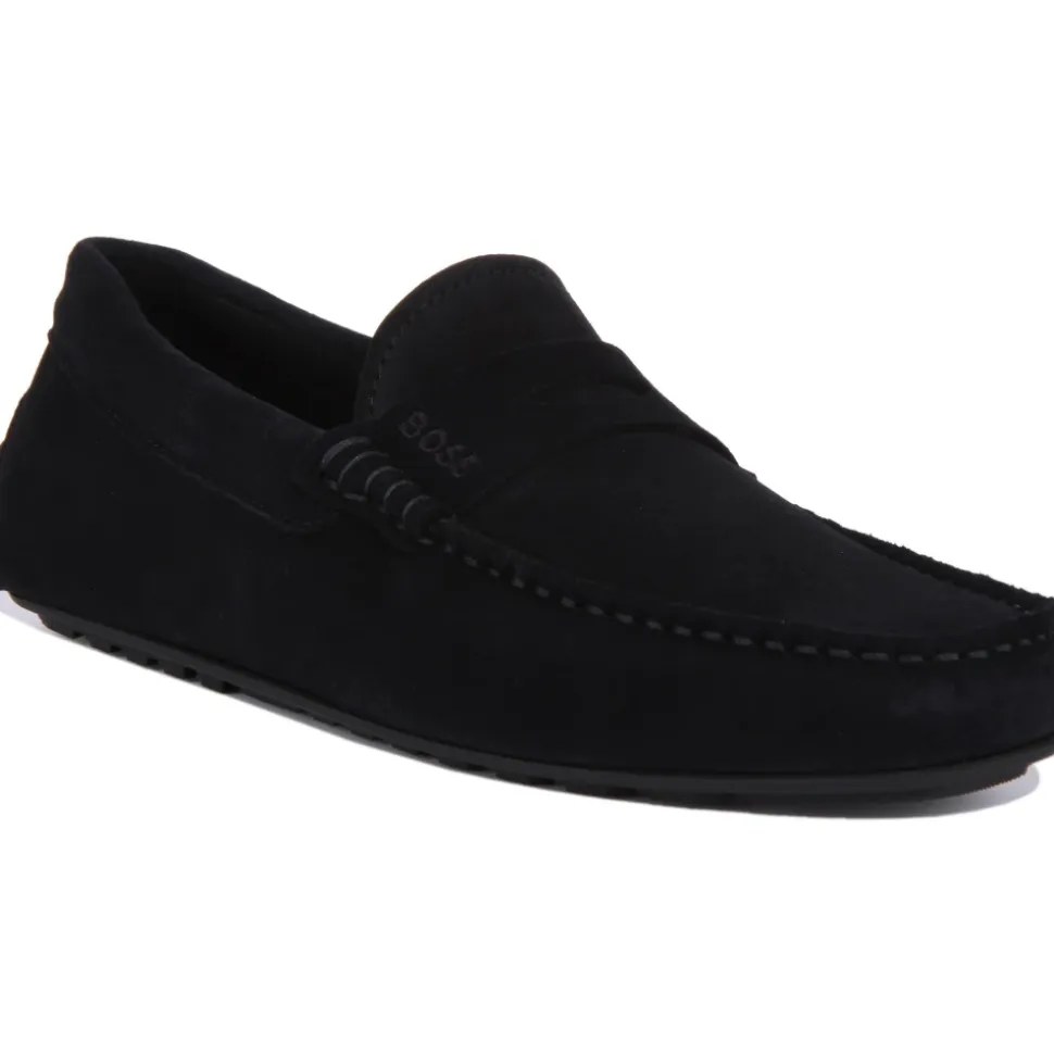 Classic Dark Blue Driving Moccasins for Men