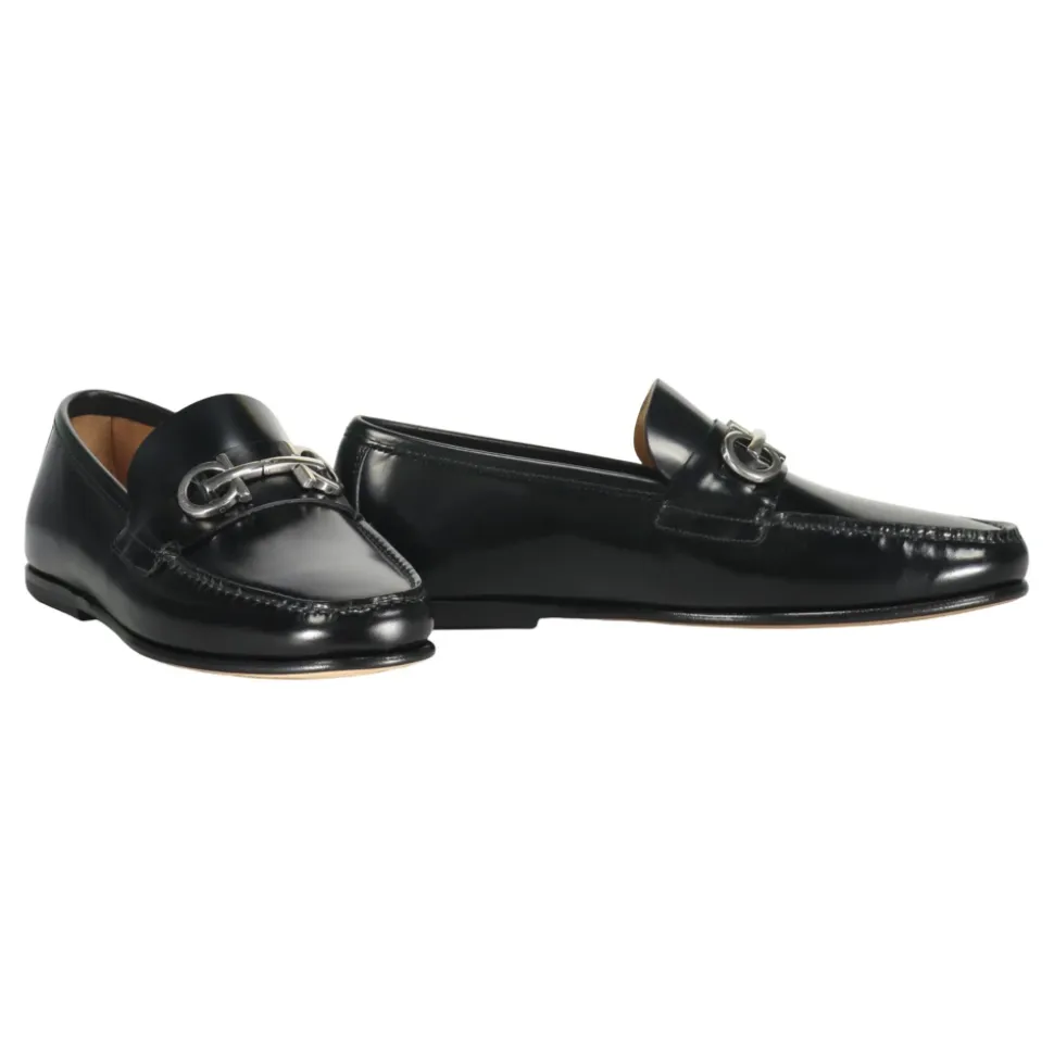 Classic Leather Loafers with Horsebit Detail