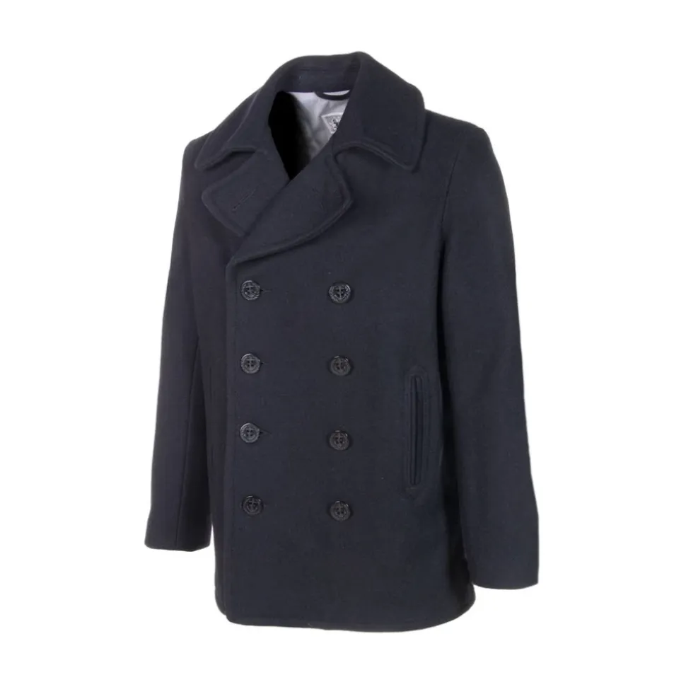 Classic Navy Peacoat with Double Breasted Buttons