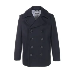 Classic Navy Peacoat with Double Breasted Buttons