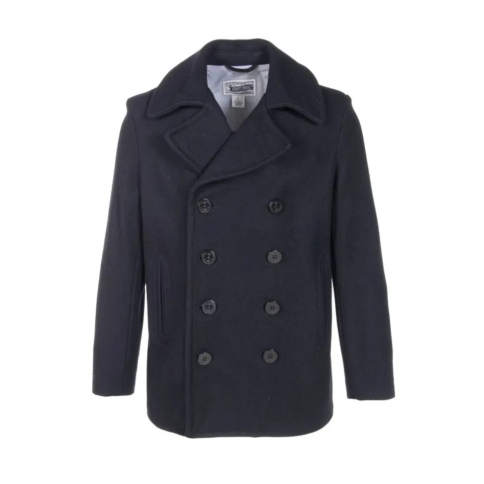 Classic Navy Peacoat with Double Breasted Buttons
