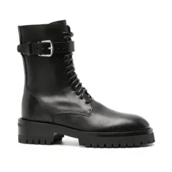 Core Black Combat Boots with Buckle