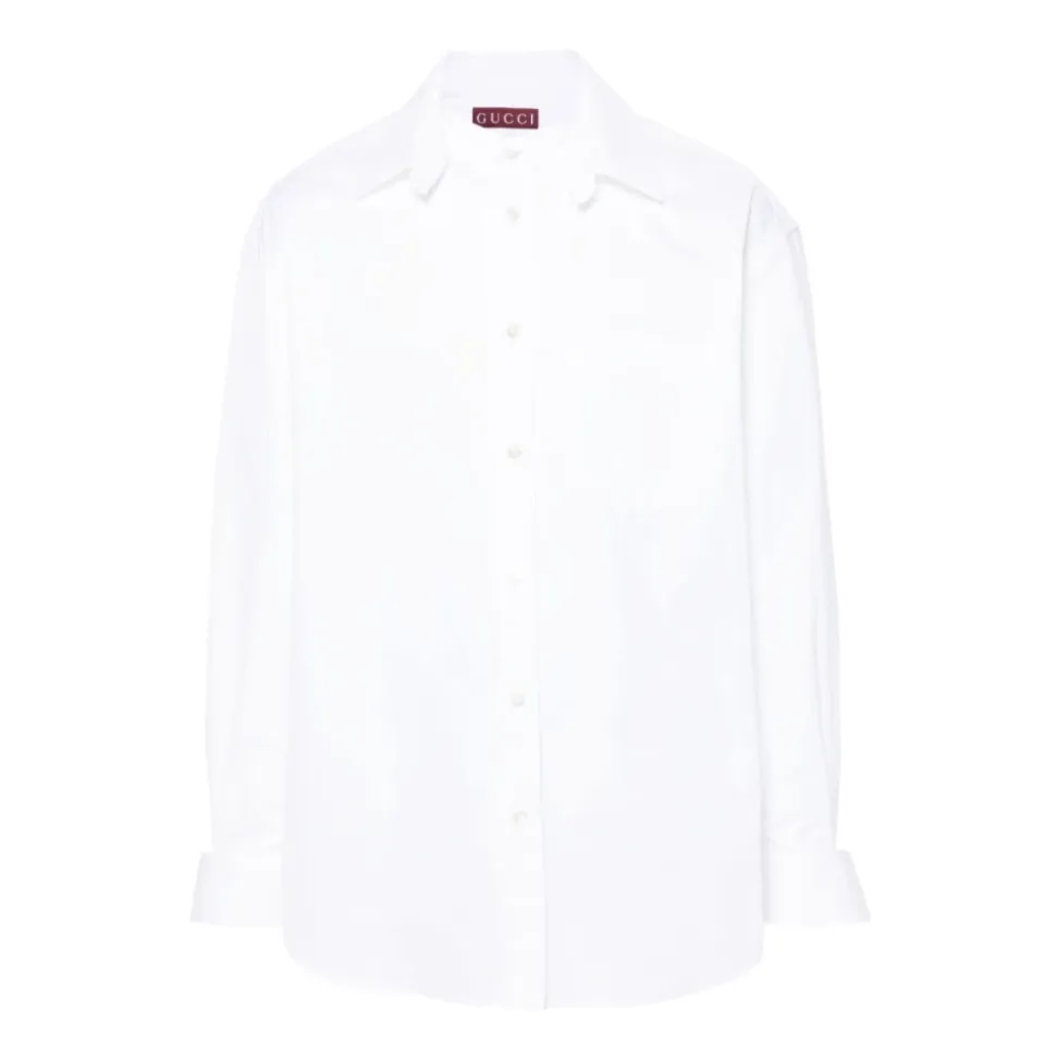Cotton Poplin Shirt with Gucci Detail