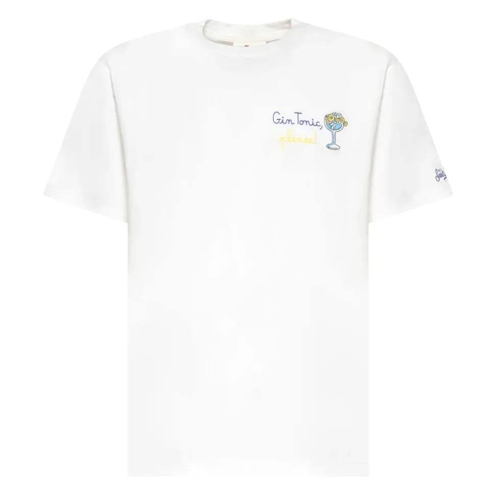 Cotton T-Shirt with Front Print and Embroidery