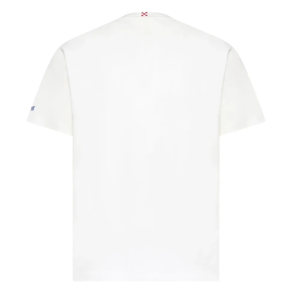 Cotton T-Shirt with Front Print and Embroidery