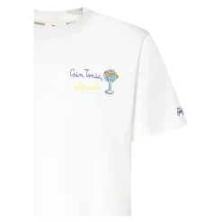 Cotton T-Shirt with Front Print and Embroidery
