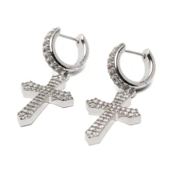 Cross Pendant Hoop Earrings