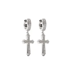 Cross Pendant Hoop Earrings