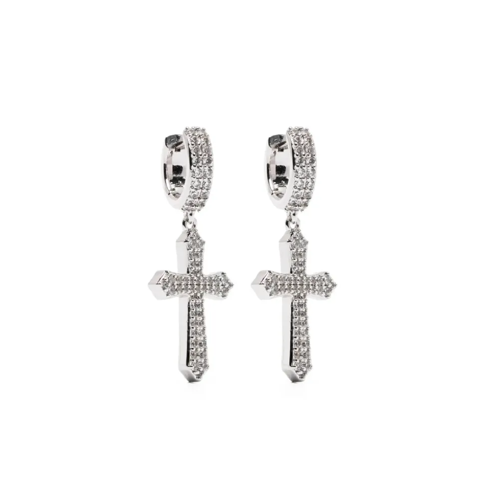 Cross Pendant Hoop Earrings