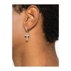 Cross Pendant Hoop Earrings
