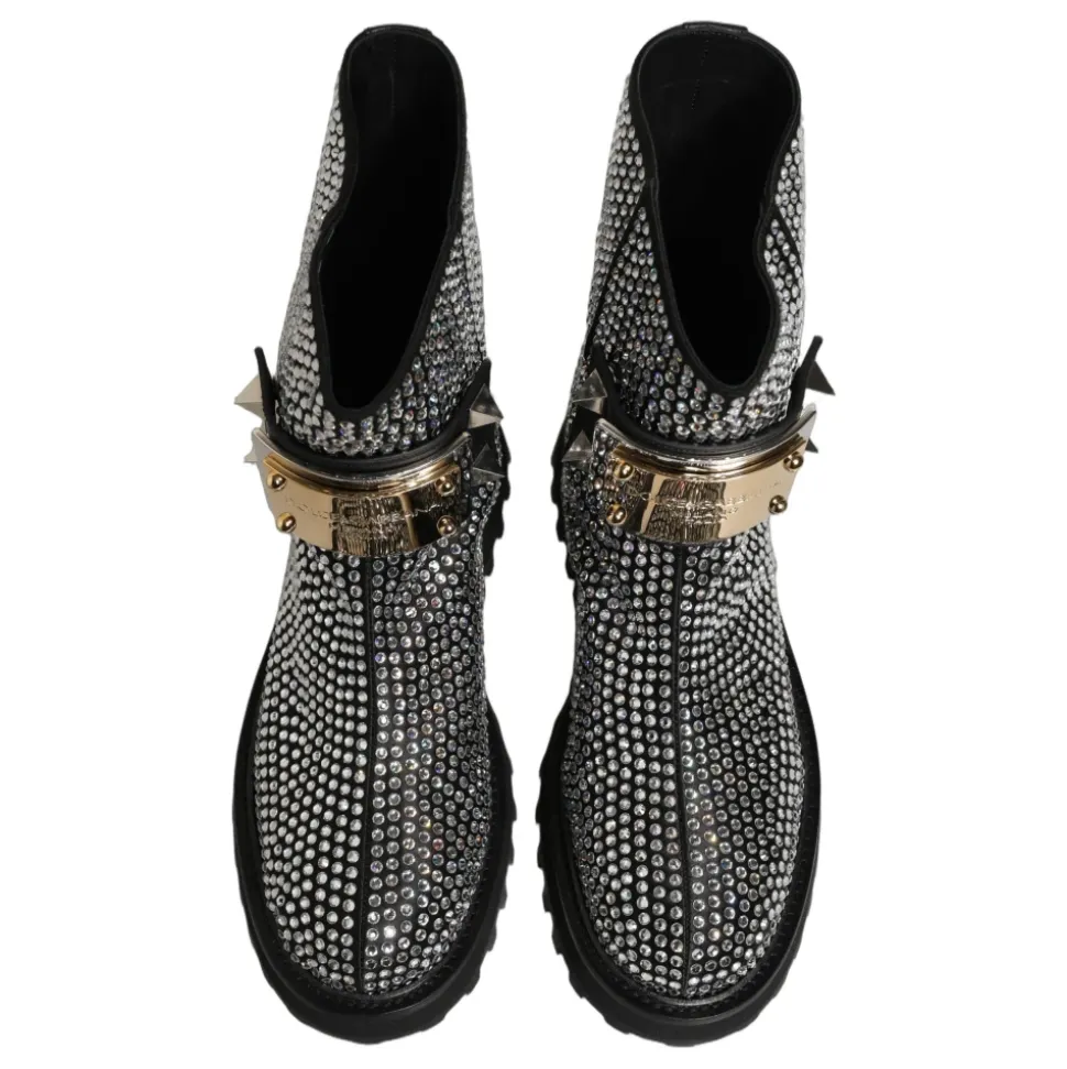 Crystal-Embellished Ankle Boots