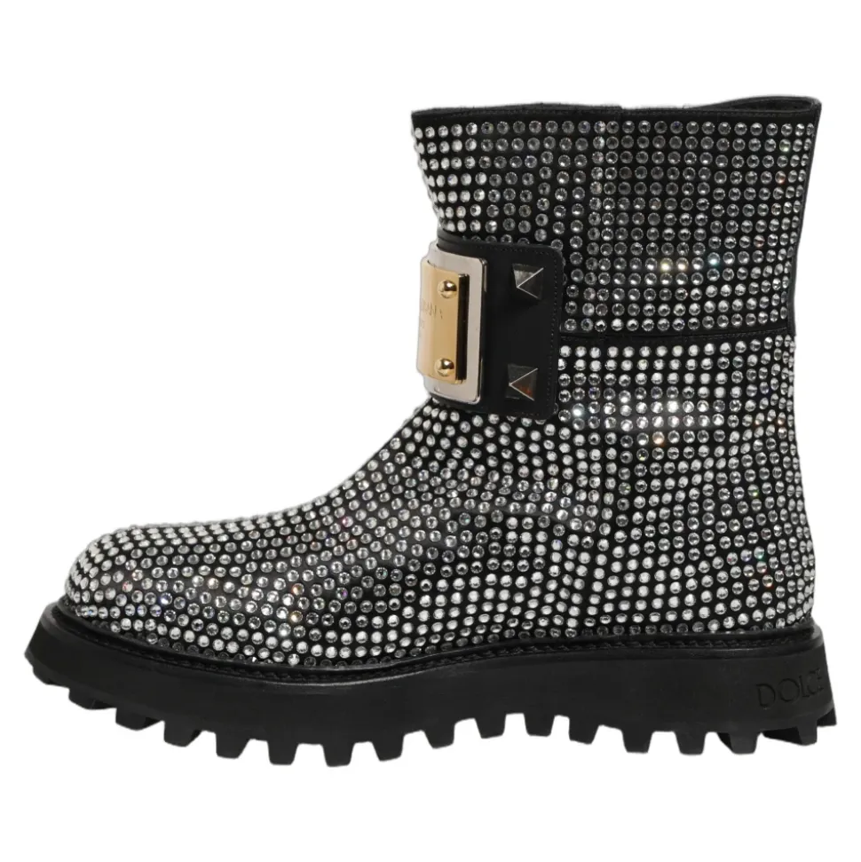 Crystal-Embellished Ankle Boots
