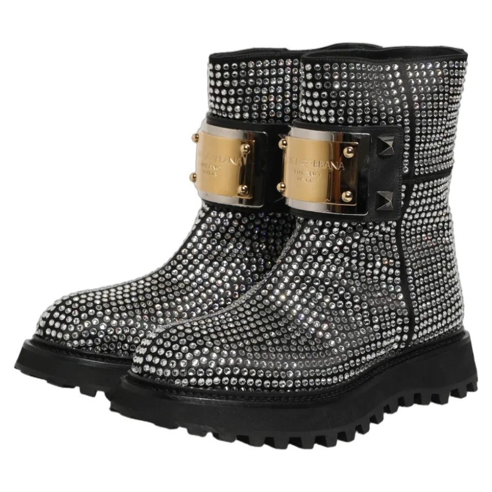 Crystal-Embellished Ankle Boots