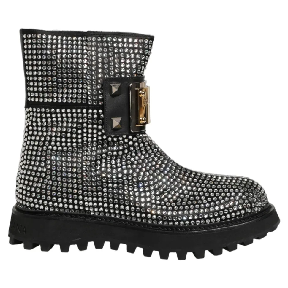 Crystal-Embellished Ankle Boots