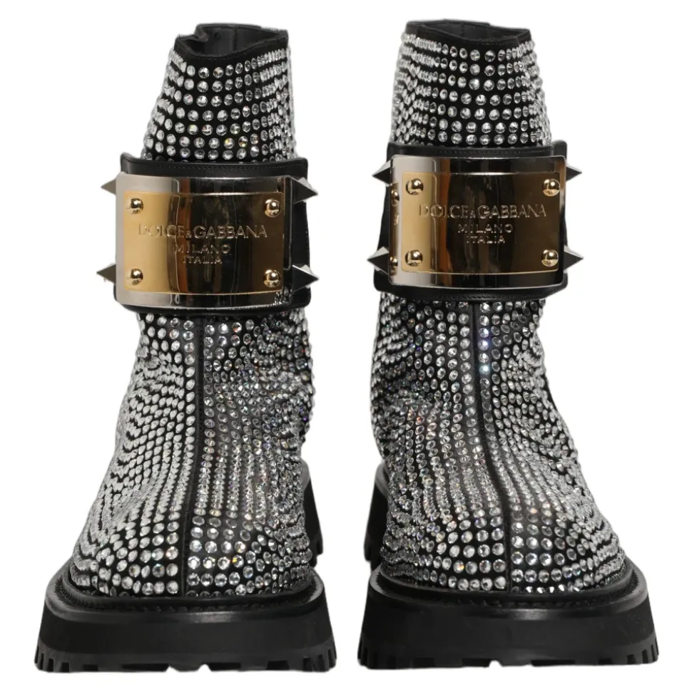 Crystal-Embellished Ankle Boots