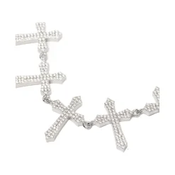 Crystal-Embellished Cross-Link Necklace