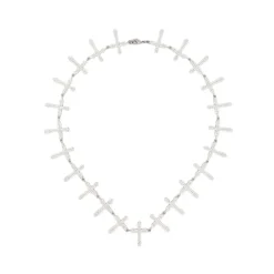 Crystal-Embellished Cross-Link Necklace
