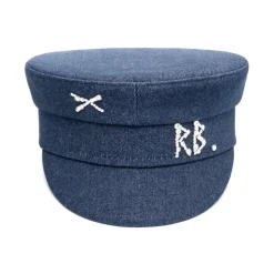 Crystal-Embellished Denim Baker Boy Cap