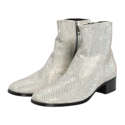 Crystal Logo Heeled Ankle Boots
