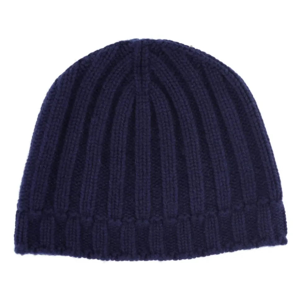Cuffia a costine in puro cashmere