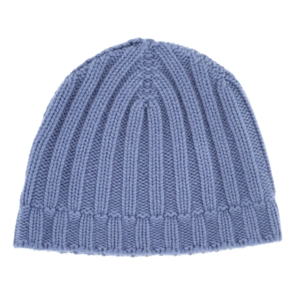 Cuffia a costine in puro cashmere