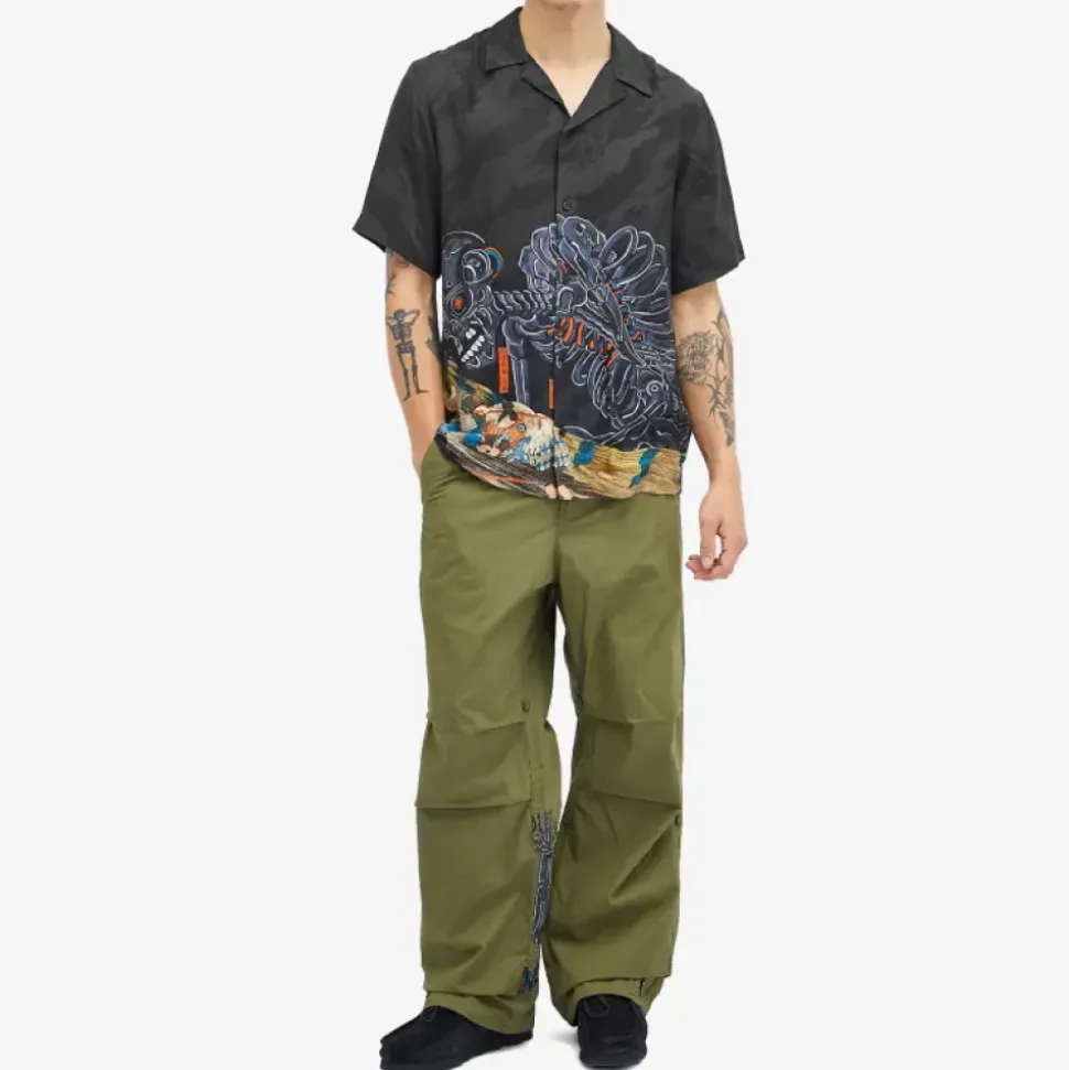Cyber Skeleton Camp Collar Shirt