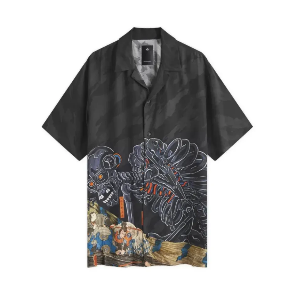 Cyber Skeleton Camp Collar Shirt