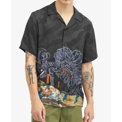 Cyber Skeleton Camp Collar Shirt