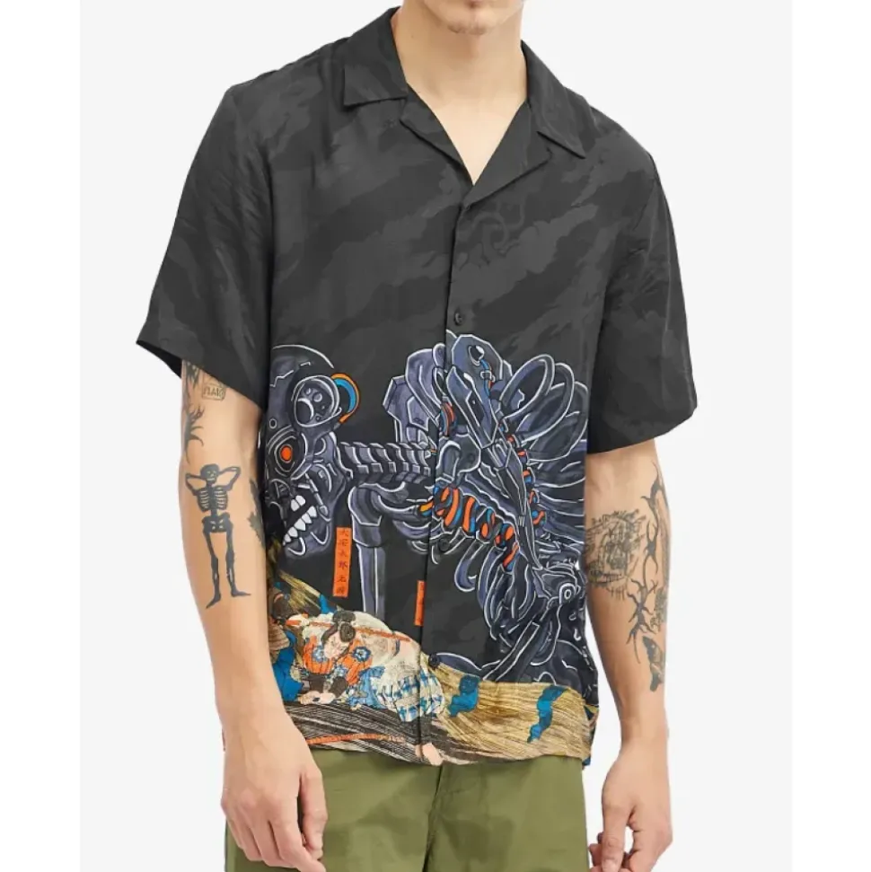 Cyber Skeleton Camp Collar Shirt