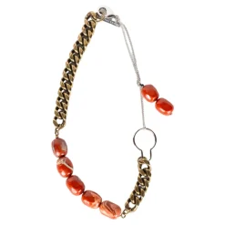 Dark Red Stone Chain Necklace